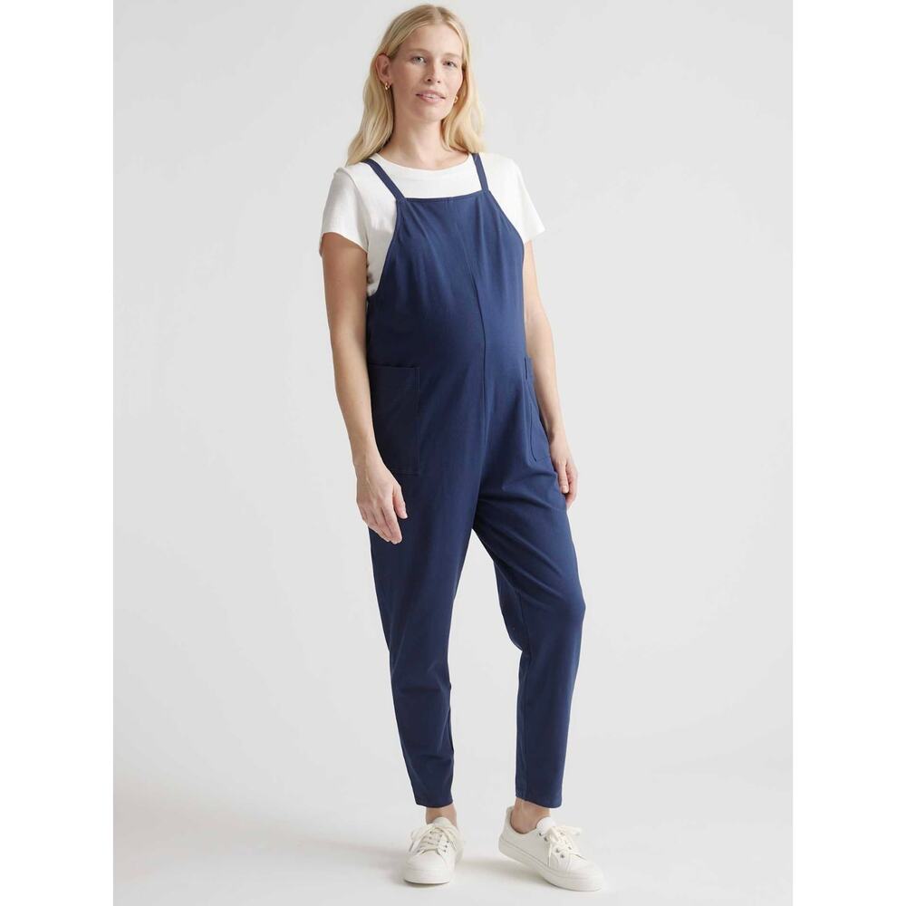 Quince‎ Organic Cotton Maternity Overalls in Navy Blue Women's Small